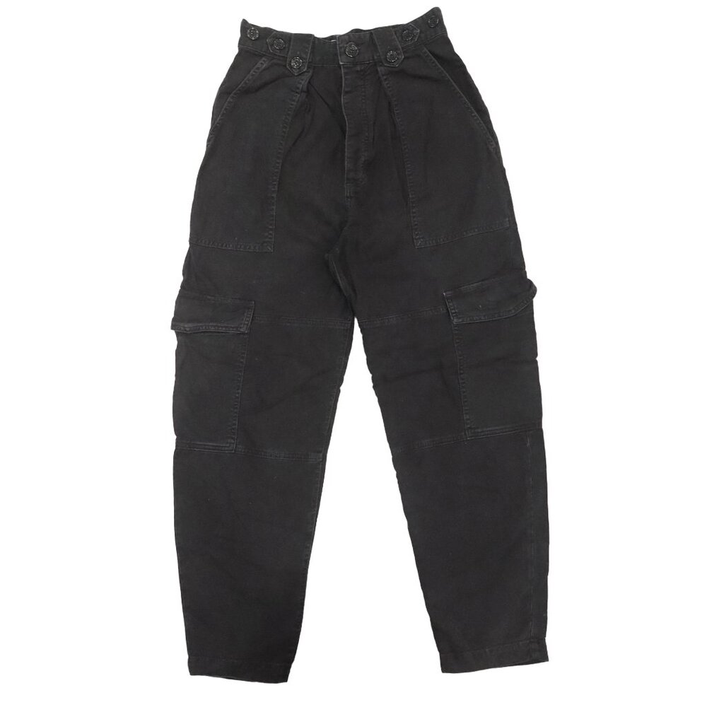 AGOLDE Washed Black MILA UTILITY Balloon Cargo Cropped Barrel Jeans Pants 25 - Picture 5 of 8